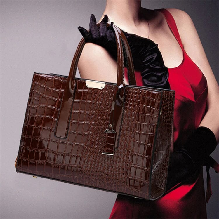 New York Crocodile Print Leather Women's Handbag New York Crocodile Print Leather Women's Handbag Blue Wolf Store