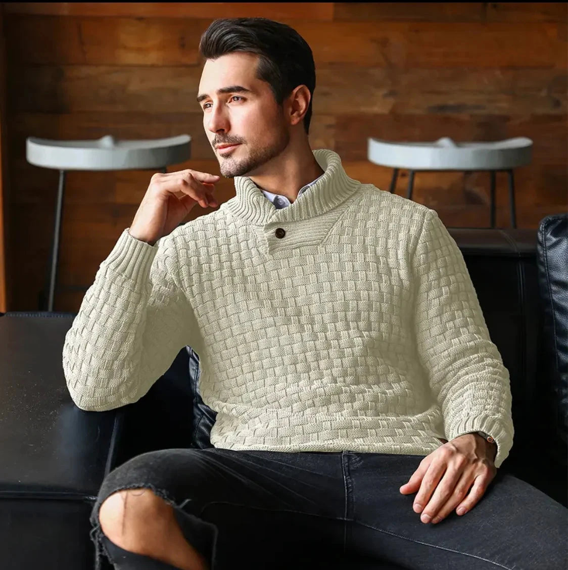 Nordic Elegance Knitted Men's Sweater Nordic Elegance Knitted Men's Sweater Blue Wolf Store