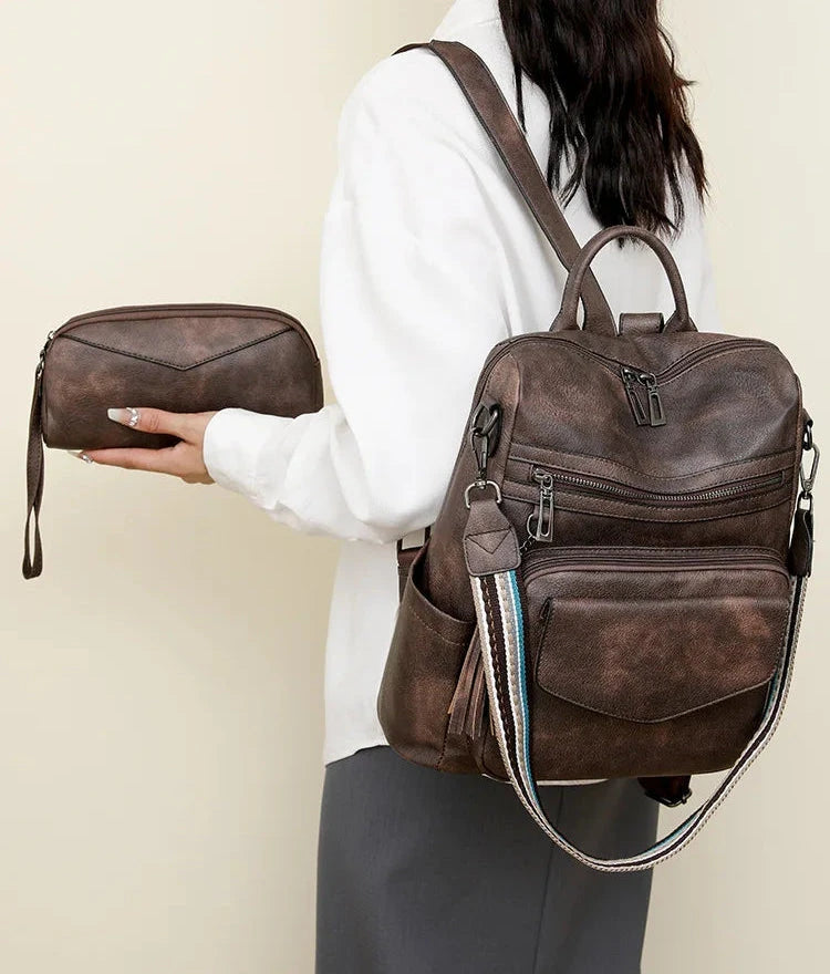 Premium Leather Women's Backpack with Gift Bag Blue Wolf Store