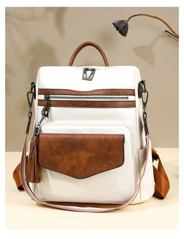 Premium Leather Women's Backpack with Gift Bag Blue Wolf Store
