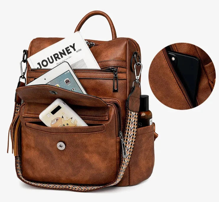 Premium Leather Women's Backpack with Gift Bag Blue Wolf Store