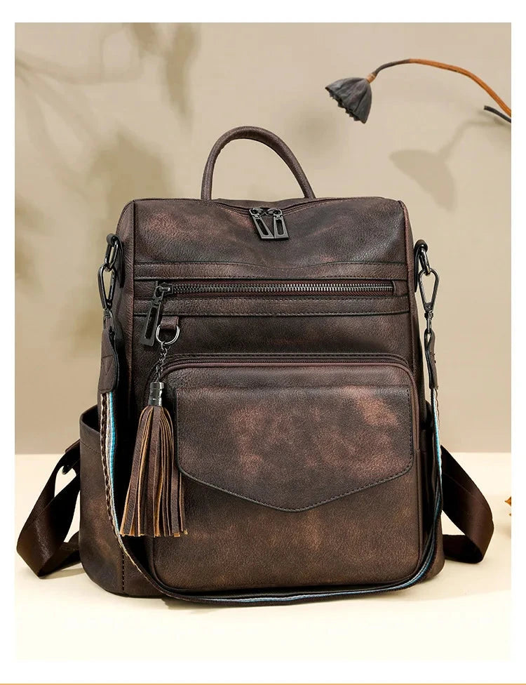 Premium Leather Women's Backpack with Gift Bag Blue Wolf Store