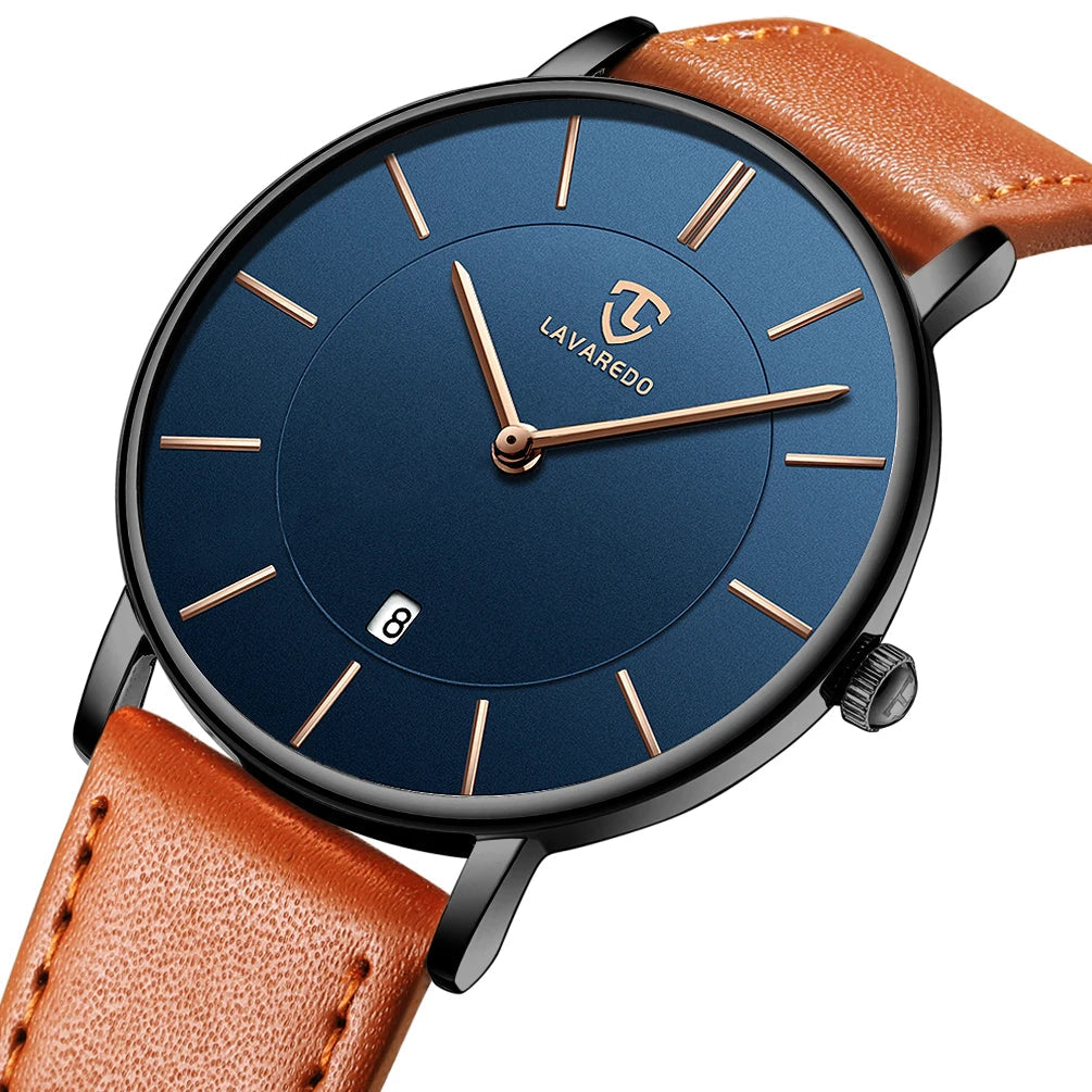 Refined Minimalist Men's Leather Wrist Watch Refined Minimalist Men's Leather Wrist Watch Blue Wolf Store