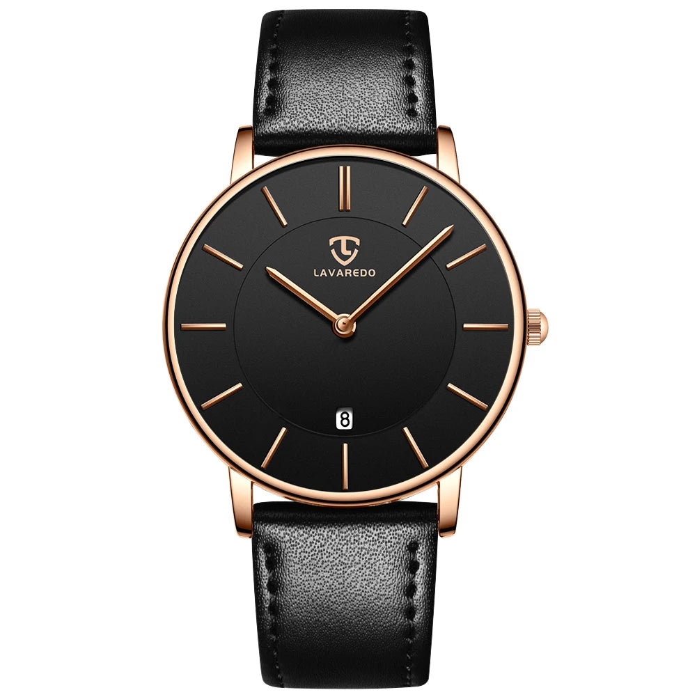 Refined Minimalist Men's Leather Wrist Watch Refined Minimalist Men's Leather Wrist Watch Blue Wolf Store Black Leather