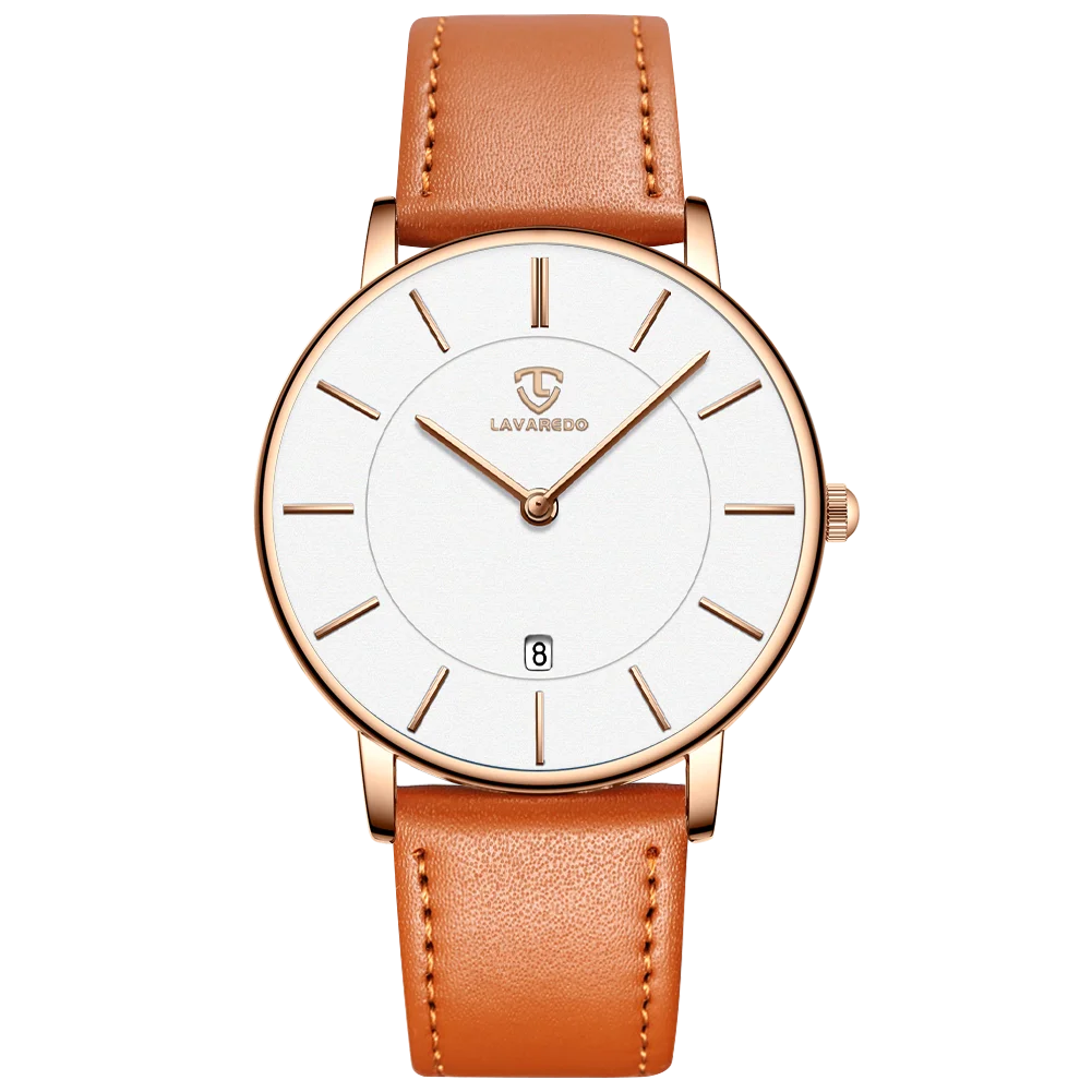 Refined Minimalist Men's Leather Wrist Watch Refined Minimalist Men's Leather Wrist Watch Blue Wolf Store White/Black/Light Brown Leather