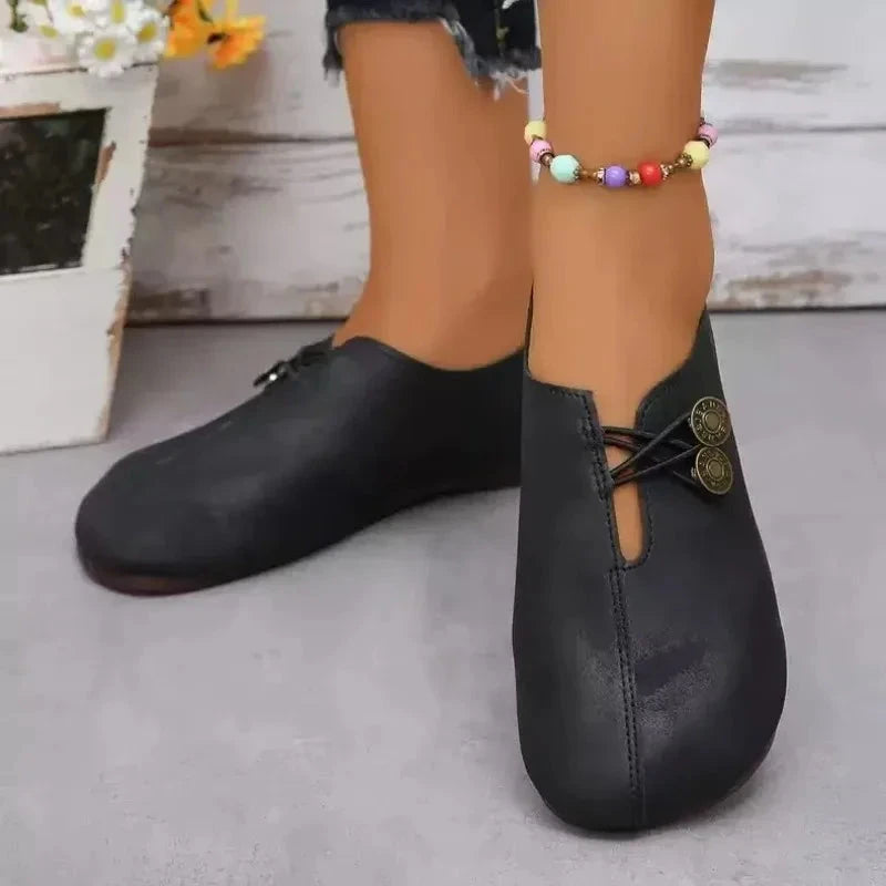 Retro Flat Shoes 2024 New Design Narrowband Loafers Women's Casual and Comfortable Solid Color Women's Shoes Zapatos De Mujer Blue Wolf Store