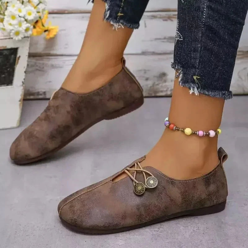 Retro Flat Shoes 2024 New Design Narrowband Loafers Women's Casual and Comfortable Solid Color Women's Shoes Zapatos De Mujer Blue Wolf Store