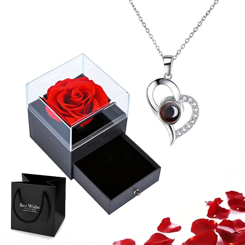 Rose of Love Heart Necklace Rose of Love Heart Necklace Blue Wolf Store SILVER 2 45cm/ 17.72 in