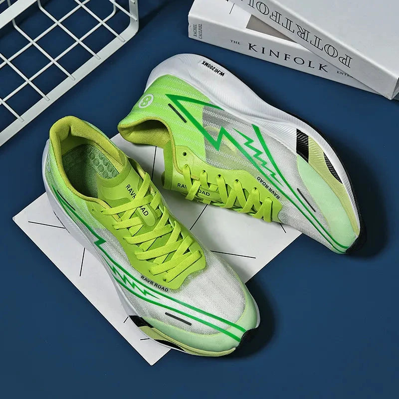 Running Shoes Men High Quality Full Palm Carbon Plate Cushion Professional Training Shoes Lightweight Wear-Resistant Sneakers Blue Wolf Store