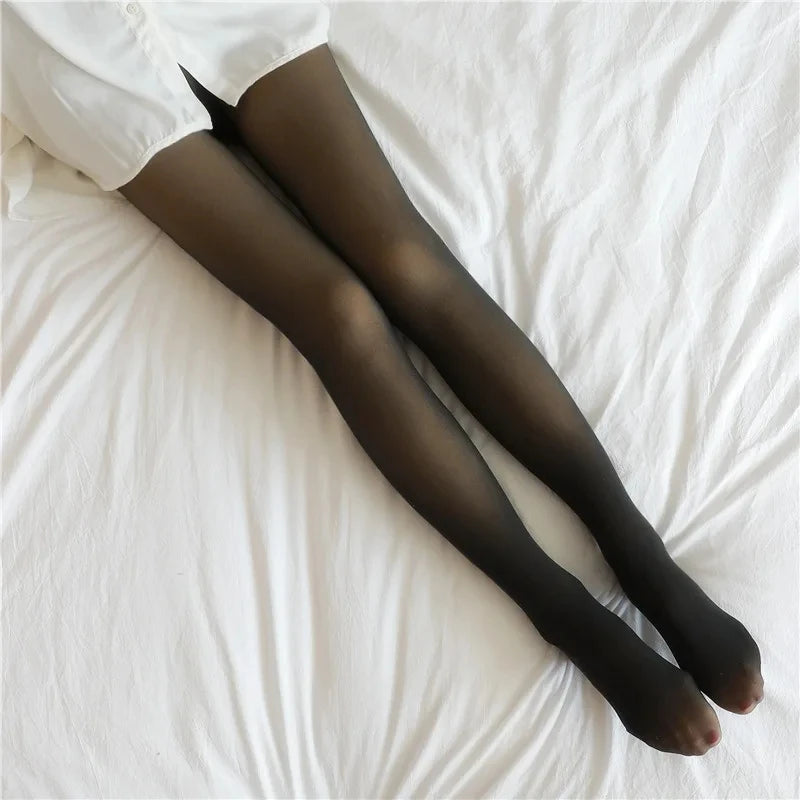 Sexy High Waist Elastic Slim Pantyhose Women Warm Winter Seamless Translucent Tights Leggings Female Thick Thermal Stockings Blue Wolf Store Black Pantyhose 220g XL(60-90kg)