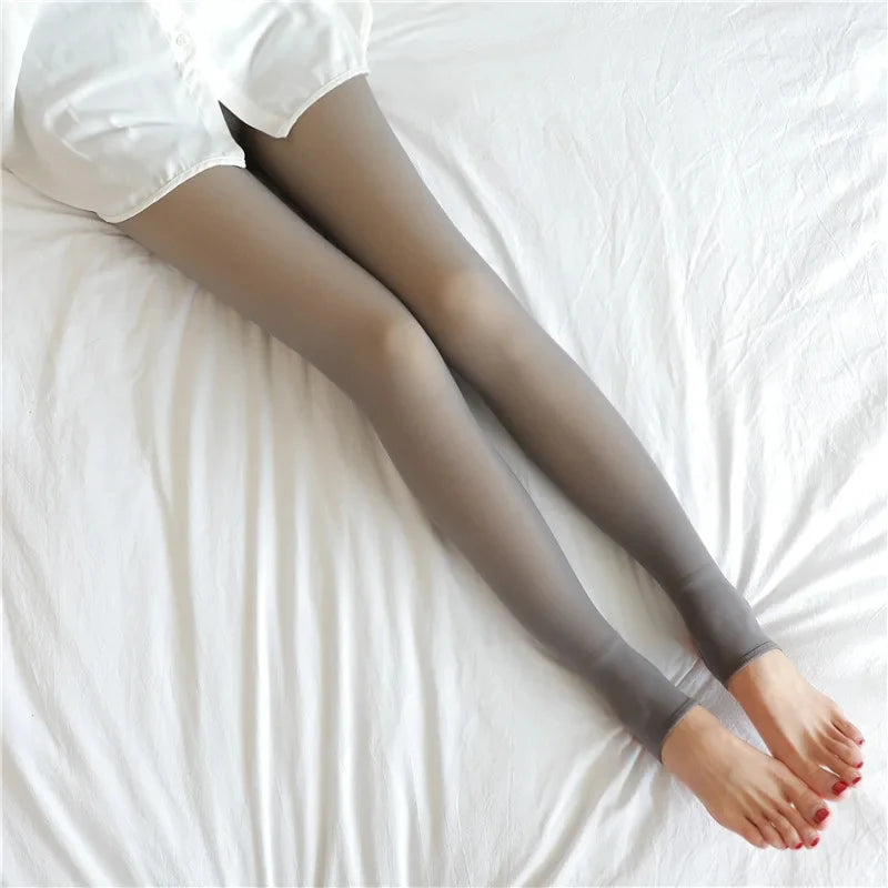 Sexy High Waist Elastic Slim Pantyhose Women Warm Winter Seamless Translucent Tights Leggings Female Thick Thermal Stockings Blue Wolf Store Grey Foot Socks 220g XL(60-90kg)