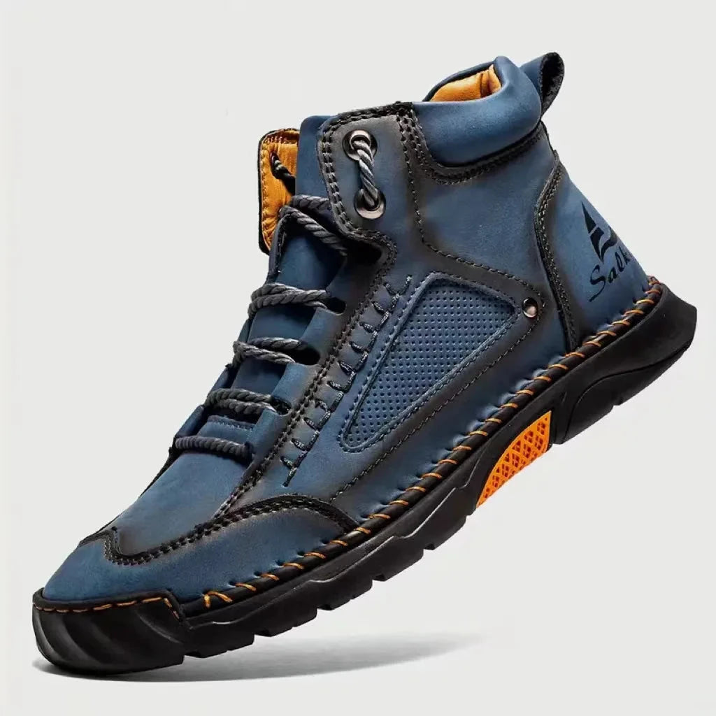 Shoes for Men Large Size Leather Boots Fashion Men's Ankle Boots Handmade Stitching New Flat Mens Casual Shoes Botas Para Hombre Blue Wolf Store