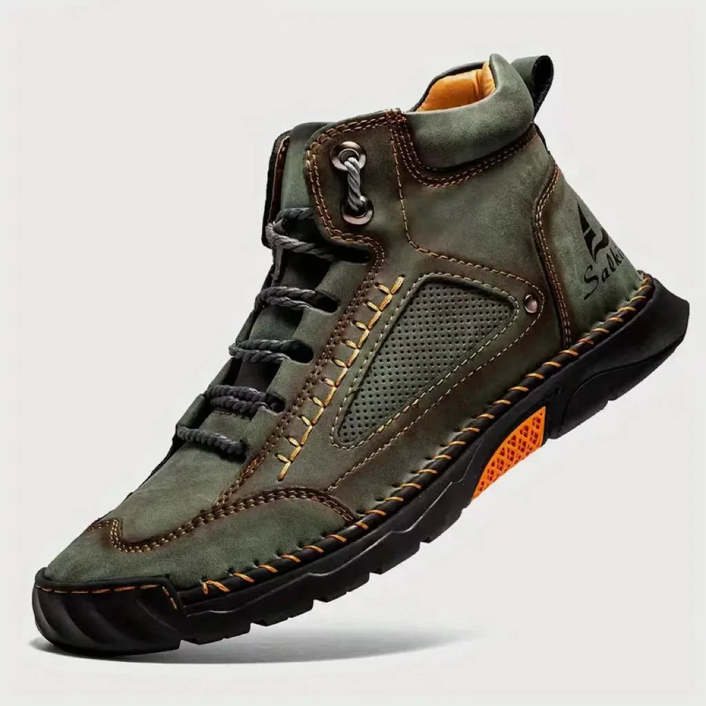 Shoes for Men Large Size Leather Boots Fashion Men's Ankle Boots Handmade Stitching New Flat Mens Casual Shoes Botas Para Hombre Blue Wolf Store