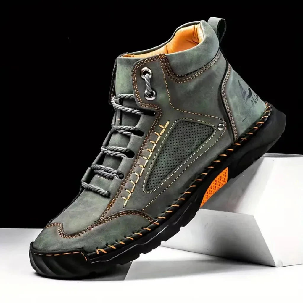 Shoes for Men Large Size Leather Boots Fashion Men's Ankle Boots Handmade Stitching New Flat Mens Casual Shoes Botas Para Hombre Blue Wolf Store Green 40