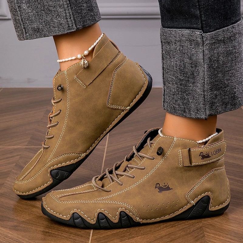 Shoes for Women Winter High Boots 2023 Brown Elegant Boots and Ankle Boots Woman Footwear Casual Leather Ladies Shoes on Offer Blue Wolf Store