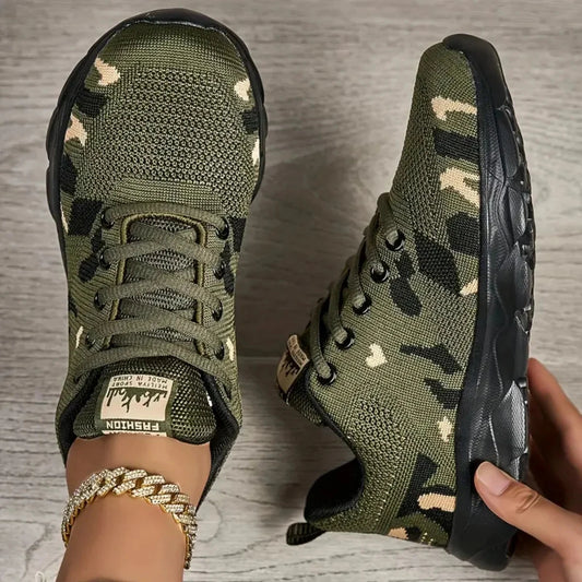 Sneakers for Women Orthopedic Sneakers Stylish Walking Shoes Outdoor Running Women's Camo Non Slip Breathable Mesh Tennis Shoes Blue Wolf Store