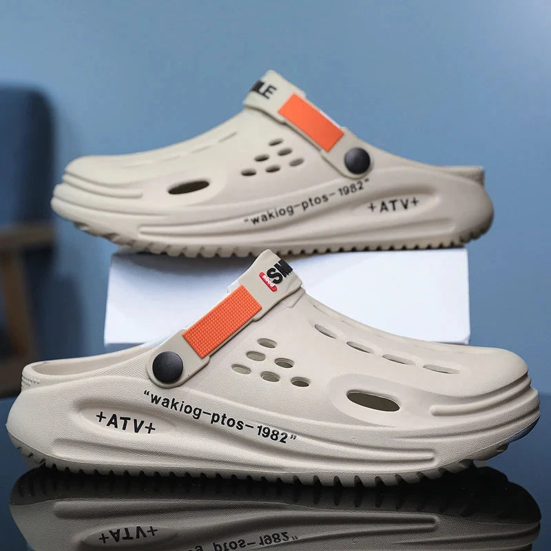 Soft Sole Summer Clogs Slippers Men Clogs Slippers Breathable Beach Slippers Men Home Slippers Outdoor Antiskid Slippers Blue Wolf Store