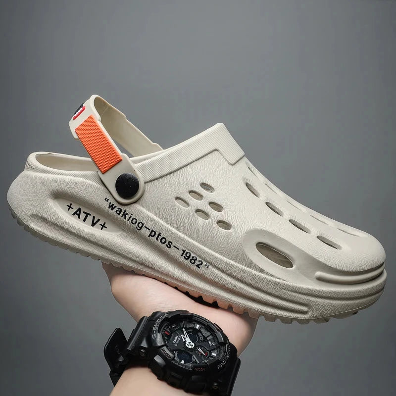 Soft Sole Summer Clogs Slippers Men Clogs Slippers Breathable Beach Slippers Men Home Slippers Outdoor Antiskid Slippers Blue Wolf Store