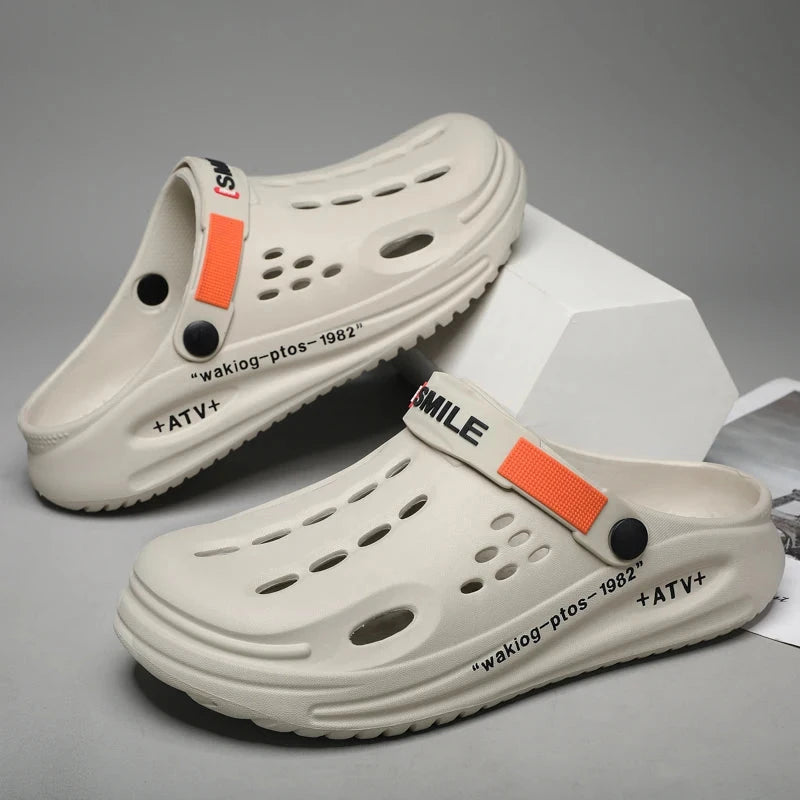 Soft Sole Summer Clogs Slippers Men Clogs Slippers Breathable Beach Slippers Men Home Slippers Outdoor Antiskid Slippers Blue Wolf Store 8815grey 46-47