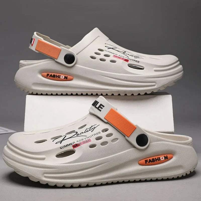 Soft Sole Summer Clogs Slippers Men Clogs Slippers Breathable Beach Slippers Men Home Slippers Outdoor Antiskid Slippers Blue Wolf Store 8835grey 46-47