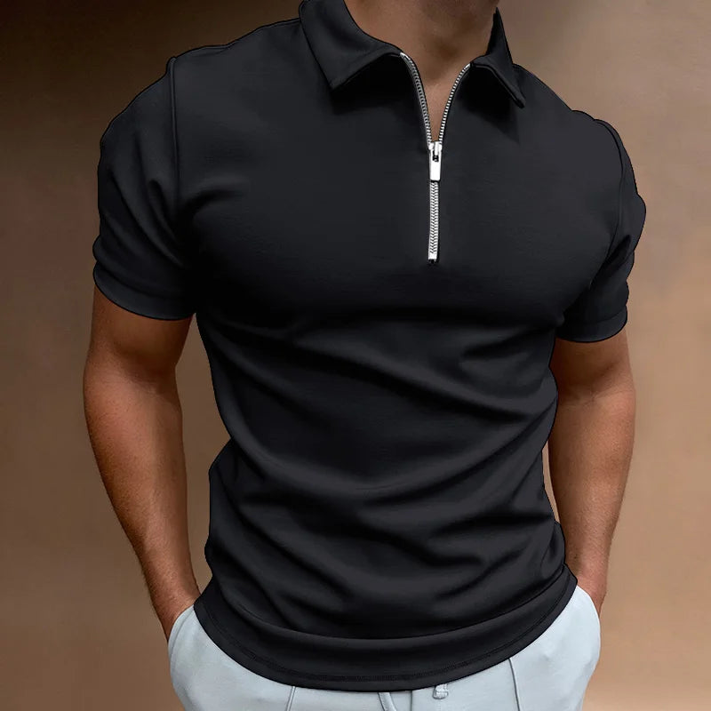 Summer Men's Polo Shirt Summer Men's Polo Shirt Blue Wolf Store Black M