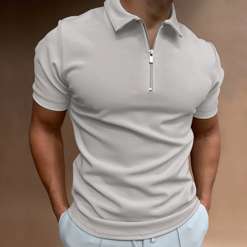Summer Men's Polo Shirt Summer Men's Polo Shirt Blue Wolf Store Light Gray M