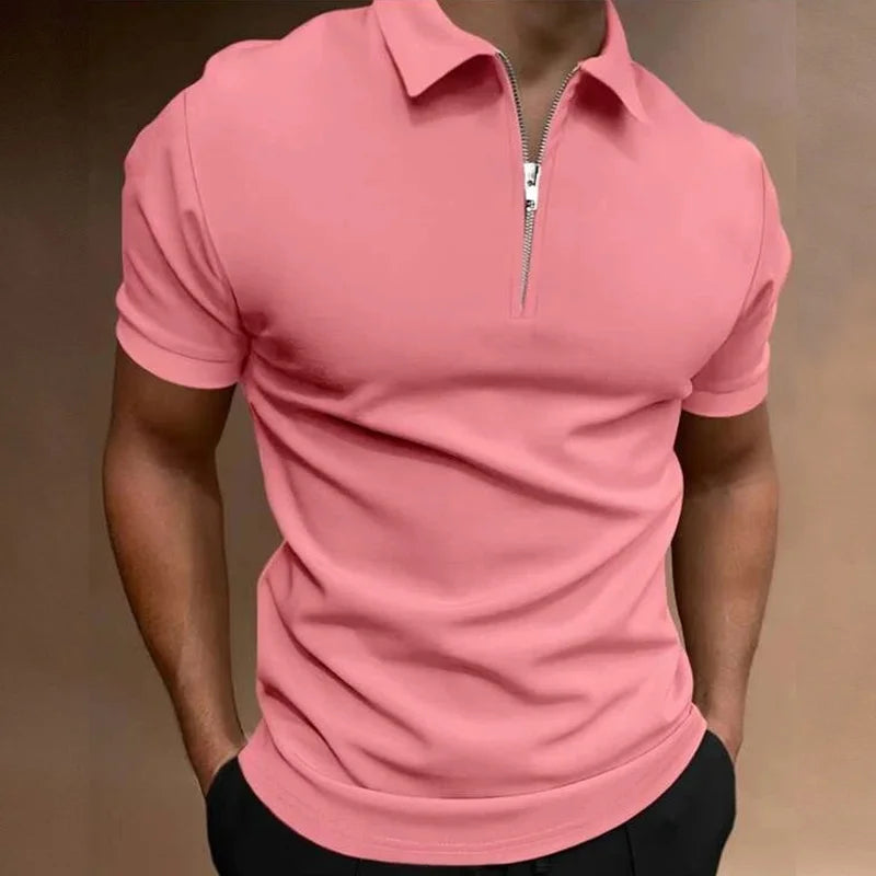 Summer Men's Polo Shirt Summer Men's Polo Shirt Blue Wolf Store Pink M