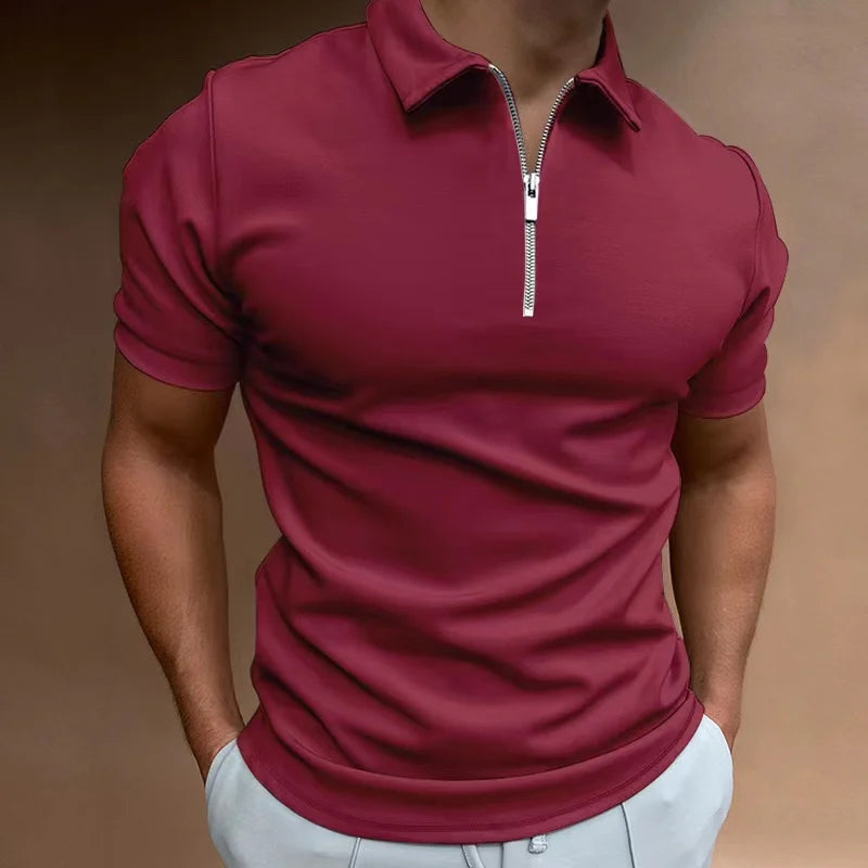 Summer Men's Polo Shirt Summer Men's Polo Shirt Blue Wolf Store Red M