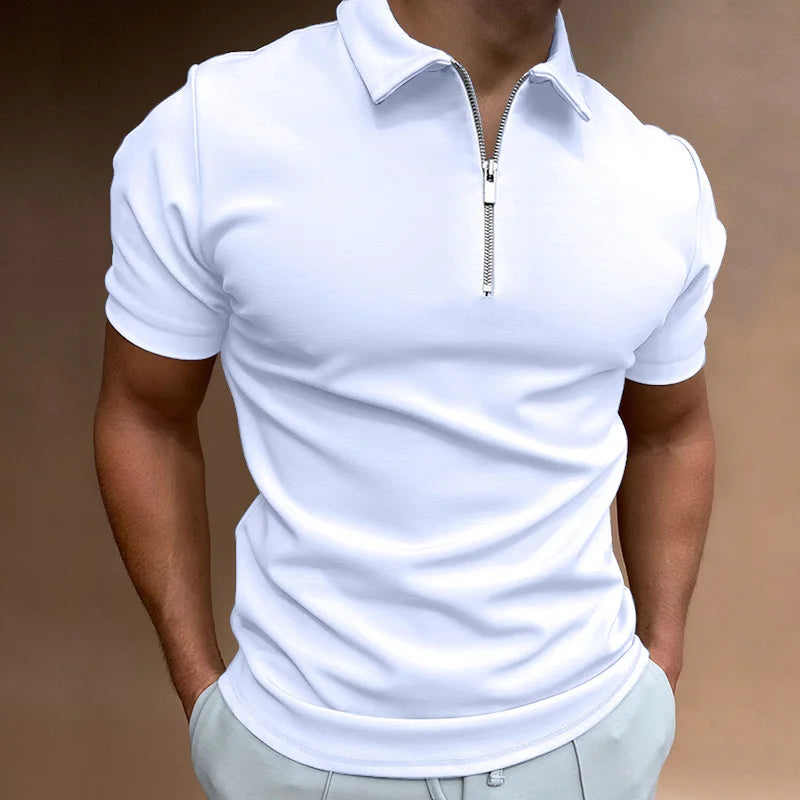 Summer Men's Polo Shirt Summer Men's Polo Shirt Blue Wolf Store White M