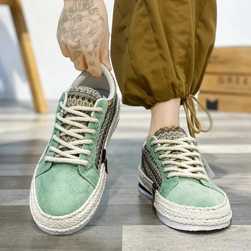 SYTK Man Shoes Fisherman Linen Cloth Loafers Summer Men's Sneakers Summer Flat Canvas Shoes For Men Casual Shoes Male Blue Wolf Store