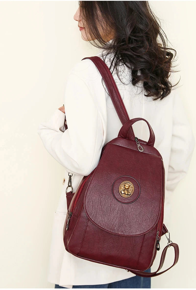 Versatta High-Quality Leather Women's Anti-Theft Backpack Versatta High-Quality Leather Women's Anti-Theft Backpack Blue Wolf Store