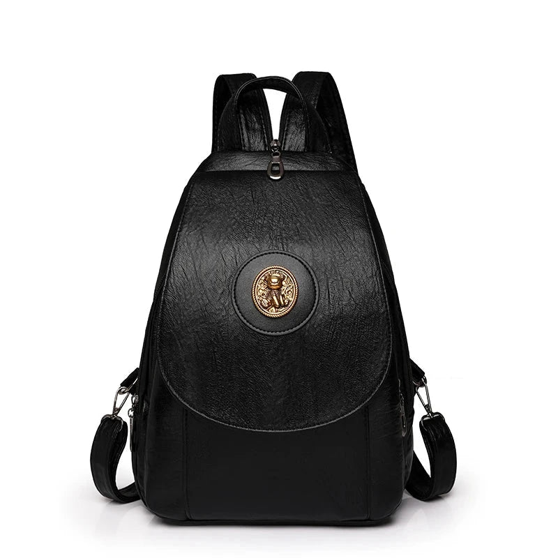 Versatta High-Quality Leather Women's Anti-Theft Backpack Versatta High-Quality Leather Women's Anti-Theft Backpack Blue Wolf Store Black