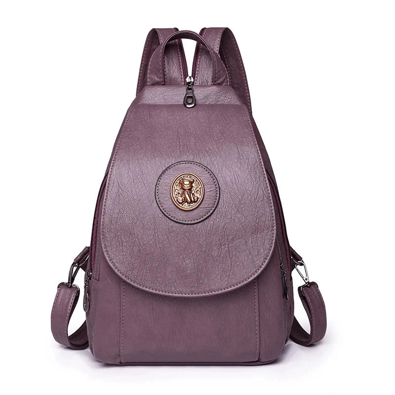 Versatta High-Quality Leather Women's Anti-Theft Backpack Versatta High-Quality Leather Women's Anti-Theft Backpack Blue Wolf Store Purple