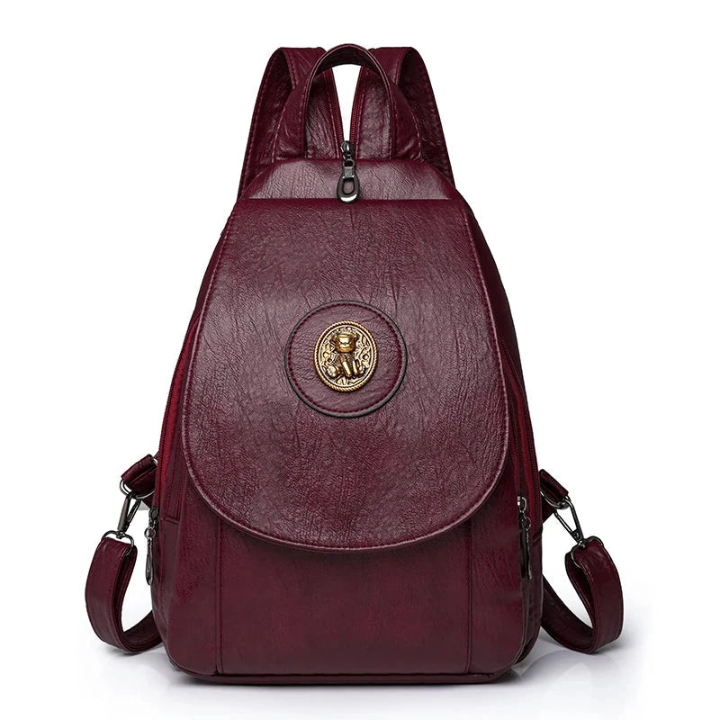 Versatta High-Quality Leather Women's Anti-Theft Backpack Versatta High-Quality Leather Women's Anti-Theft Backpack Blue Wolf Store Wine Red