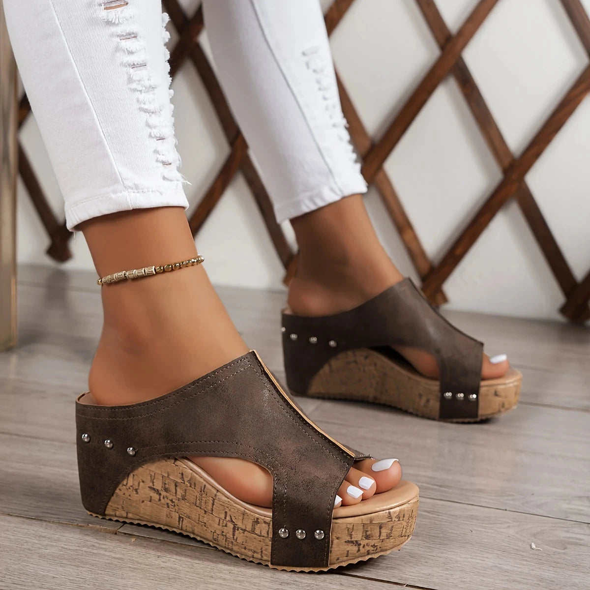 Vintage Charm Wedge Sandals Vintage Charm Wedge Sandals Blue Wolf Store Brown US 6 / UK 3.5 / EU 36