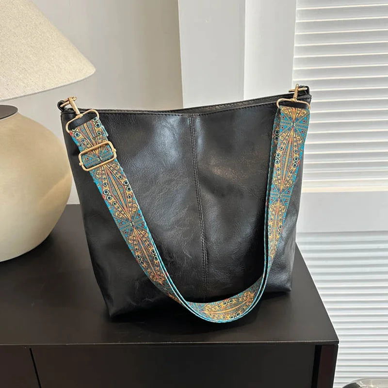 Vintage Leather Crossbody Bag for Women