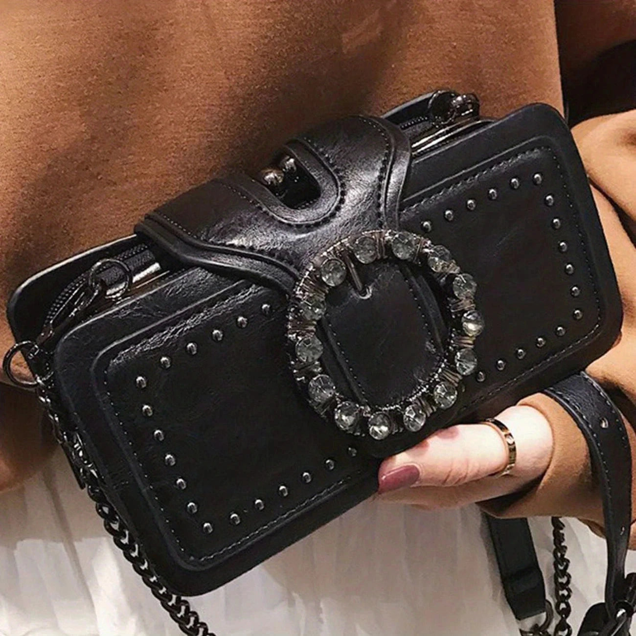 Vintage-Style Square Leather Crossbody Bags Vintage-Style Square Leather Crossbody Bags Blue Wolf Store