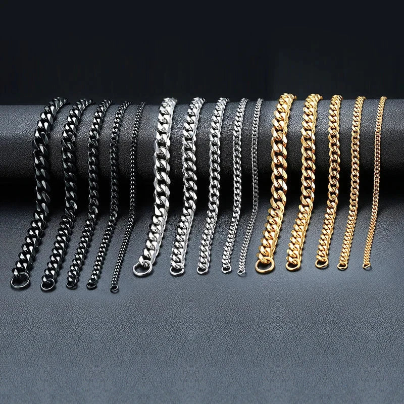 Vnox 3-11mm Chunky Miami Curb Chain Bracelet for Men, Stainless Steel Cuban Link Chain Wristband Classic Punk Heavy Male Jewelry Blue Wolf Store