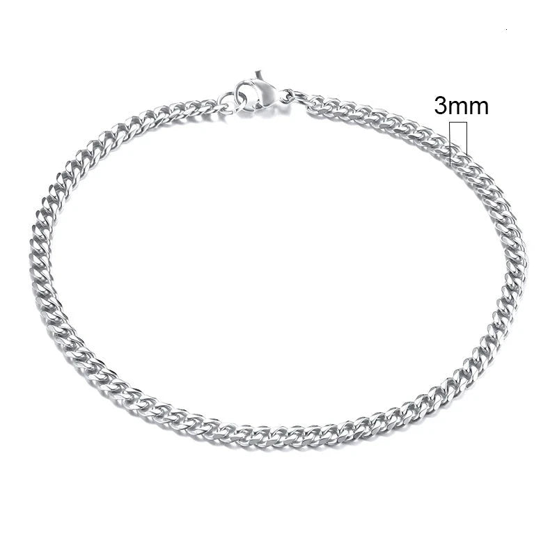 Vnox 3-11mm Chunky Miami Curb Chain Bracelet for Men, Stainless Steel Cuban Link Chain Wristband Classic Punk Heavy Male Jewelry Blue Wolf Store 3mm Silver 18cm