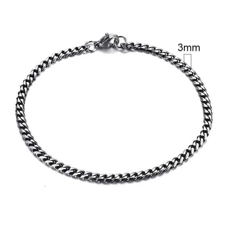 Vnox 3-11mm Chunky Miami Curb Chain Bracelet for Men, Stainless Steel Cuban Link Chain Wristband Classic Punk Heavy Male Jewelry Blue Wolf Store 3mm Vintage Silver 23cm