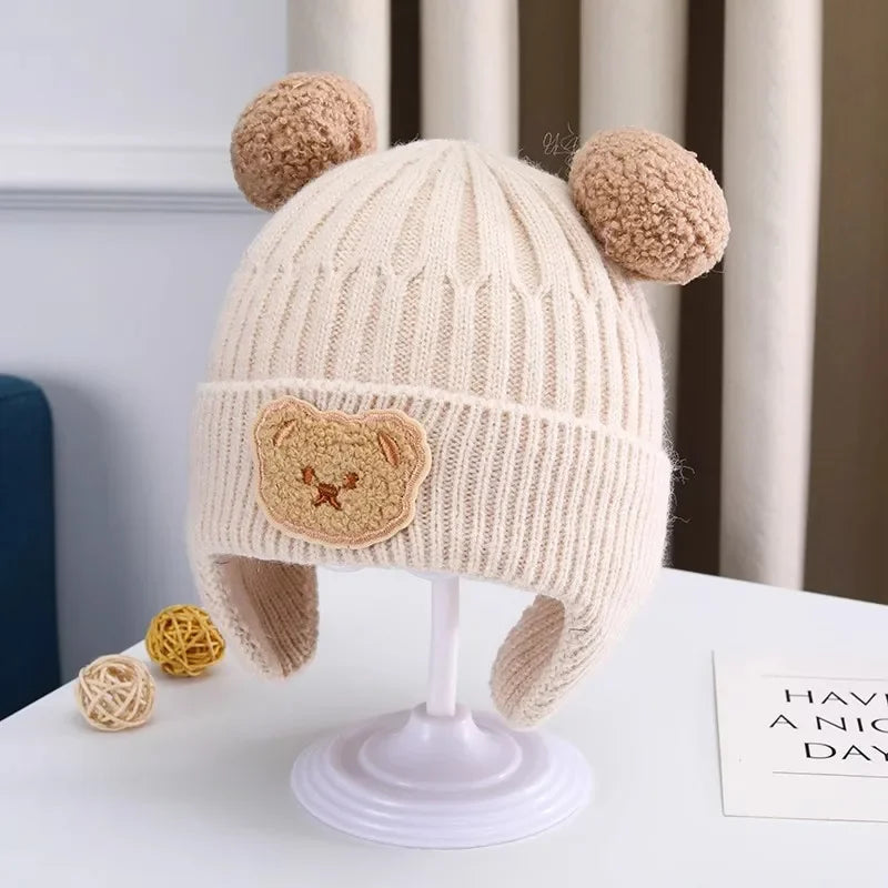 Winter Baby Beanie with Ear Protection Winter Baby Beanie with Ear Protection Blue Wolf Store Beige