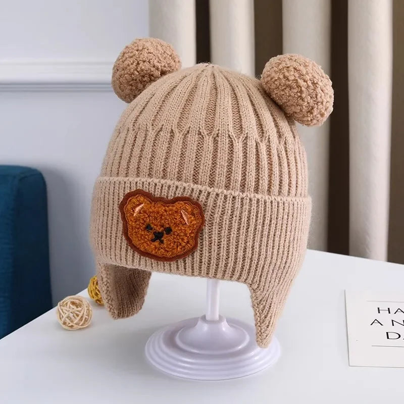 Winter Baby Beanie with Ear Protection Winter Baby Beanie with Ear Protection Blue Wolf Store Coffee