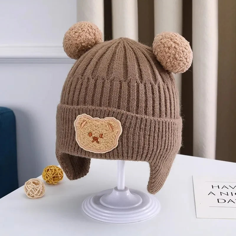 Winter Baby Beanie with Ear Protection Winter Baby Beanie with Ear Protection Blue Wolf Store Khaki