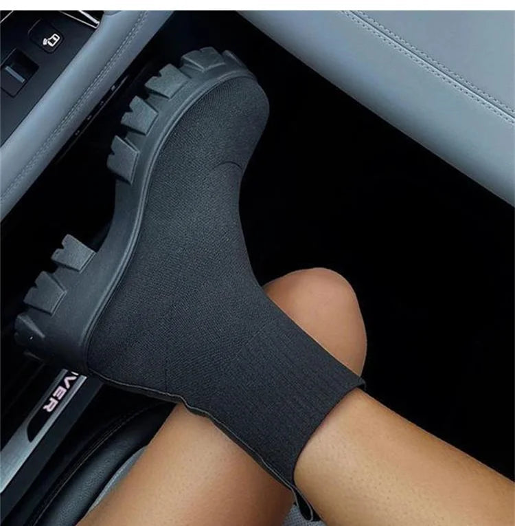 Women Boots 2023 Platform Boots For Autumn Winter Shoes Slip On Platform Shoes Women Ankle Boots White Heels Short Botas Mujer Blue Wolf Store