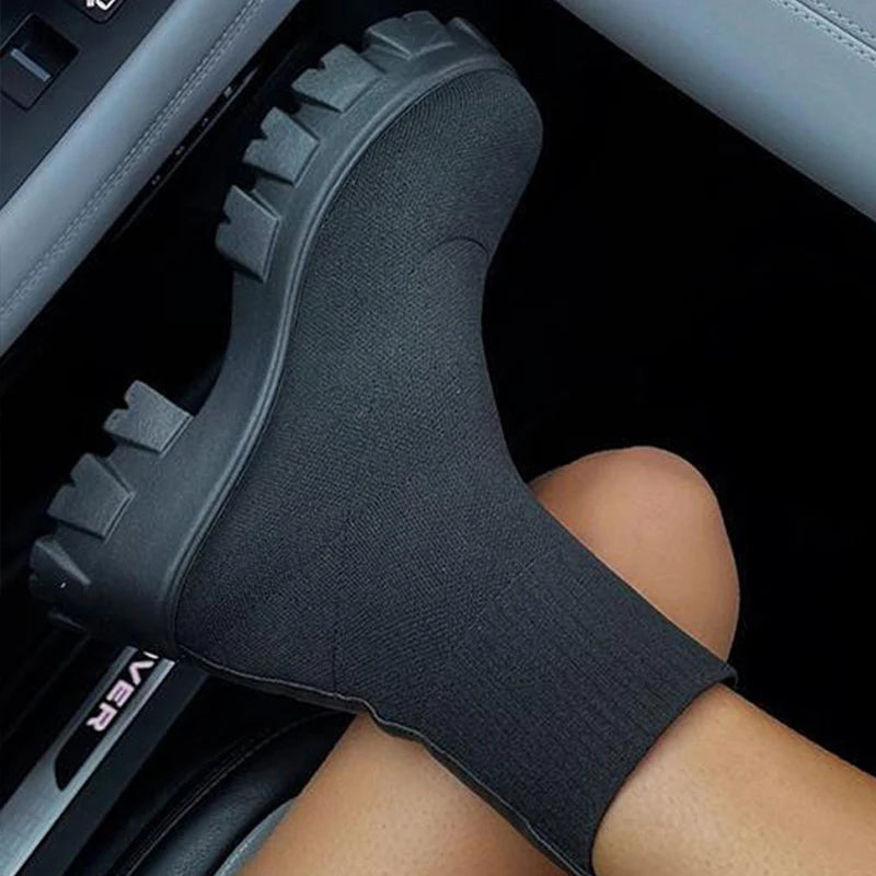 Women Boots 2023 Platform Boots For Autumn Winter Shoes Slip On Platform Shoes Women Ankle Boots White Heels Short Botas Mujer Blue Wolf Store black 37