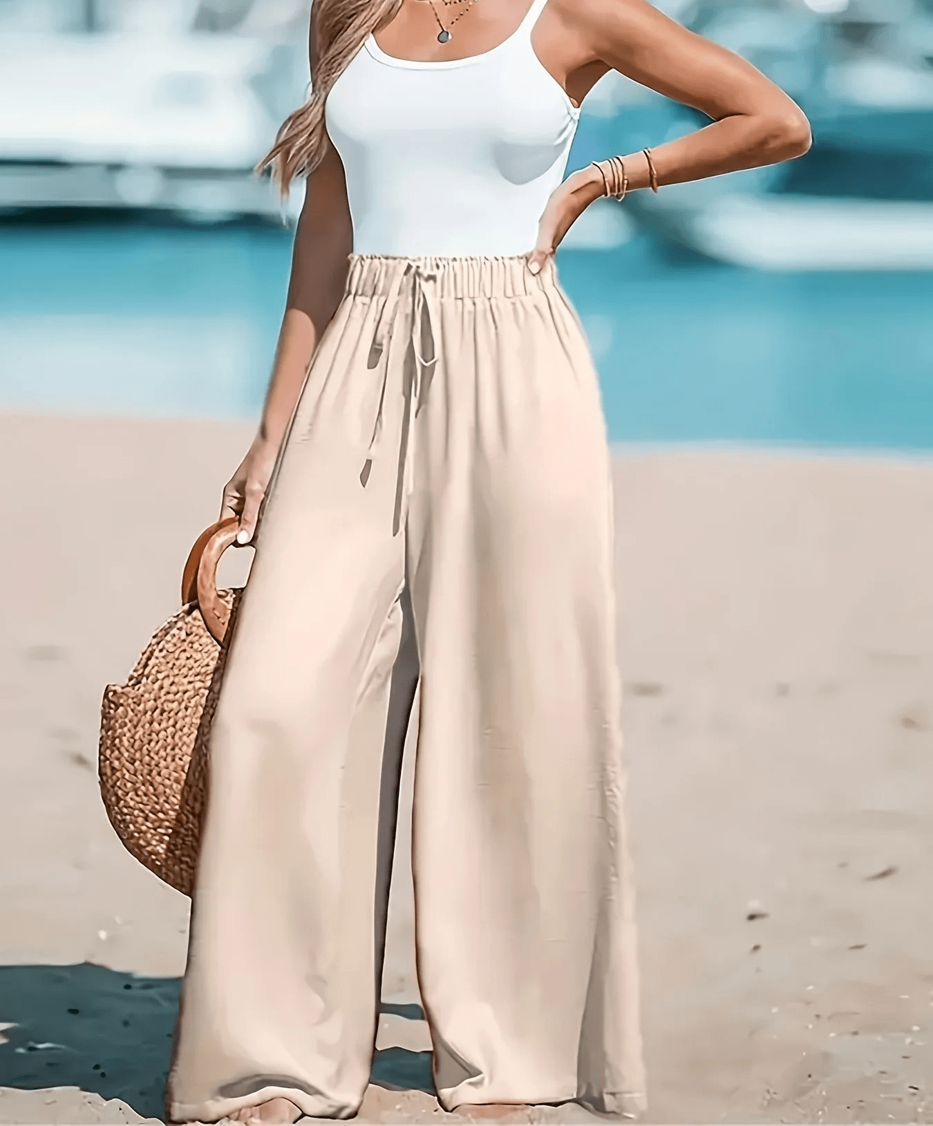 Women’s Casual Wide Leg Pants – Desert Glow Women’s Casual Wide Leg Pants – Desert Glow Blue Wolf Store Beige S