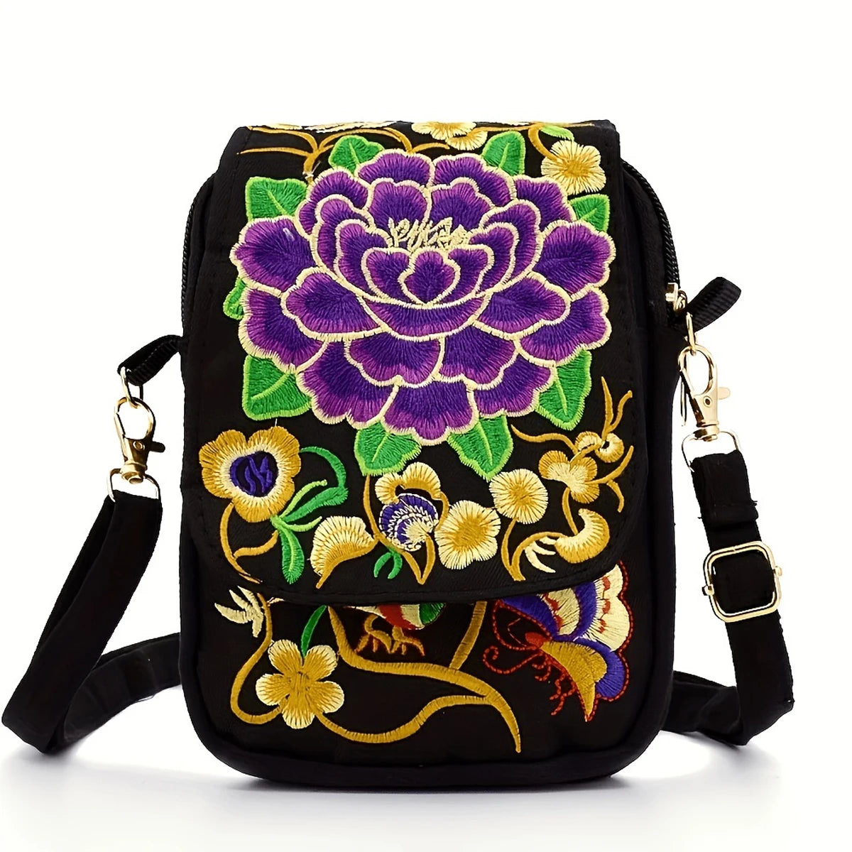Women's Crossbody Bag with Flowers Women's Crossbody Bag with Flowers Blue Wolf Store Purple