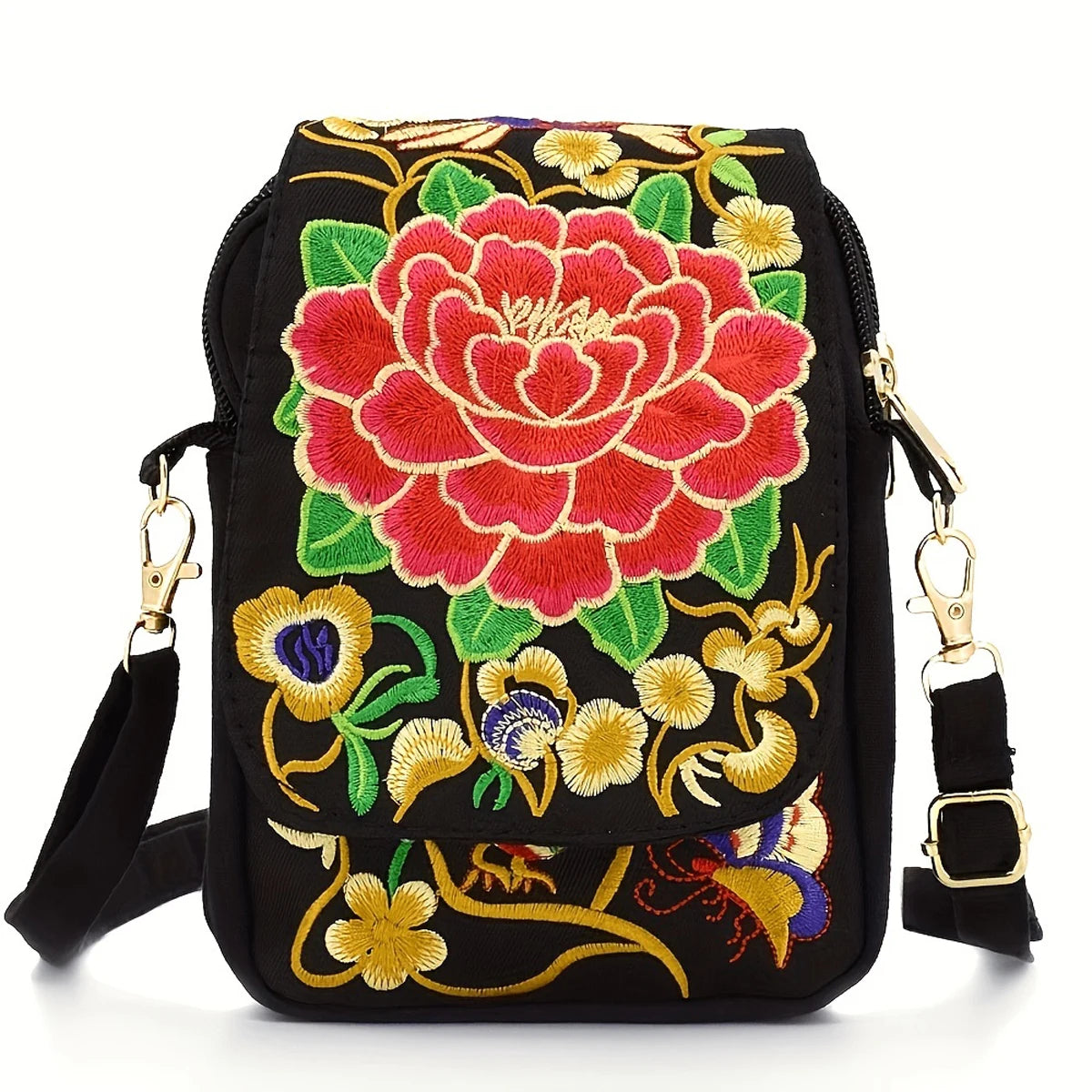 Women's Crossbody Bag with Flowers Women's Crossbody Bag with Flowers Blue Wolf Store Red