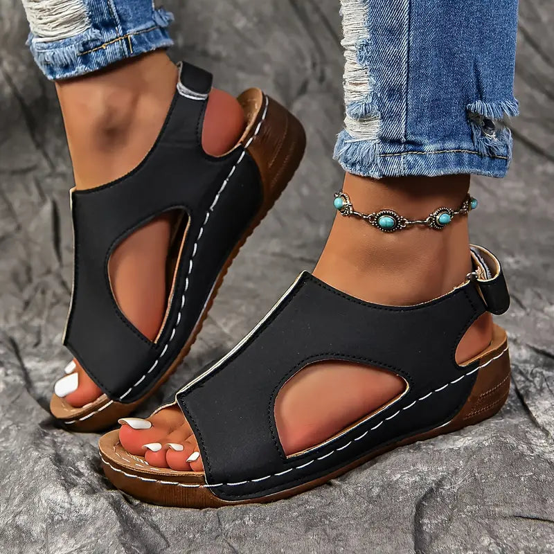 Women's Elevate Wedge Sandals Women's Elevate Wedge Sandals Blue Wolf Store Black US 5.5 / EU 36 / UK-AU 3