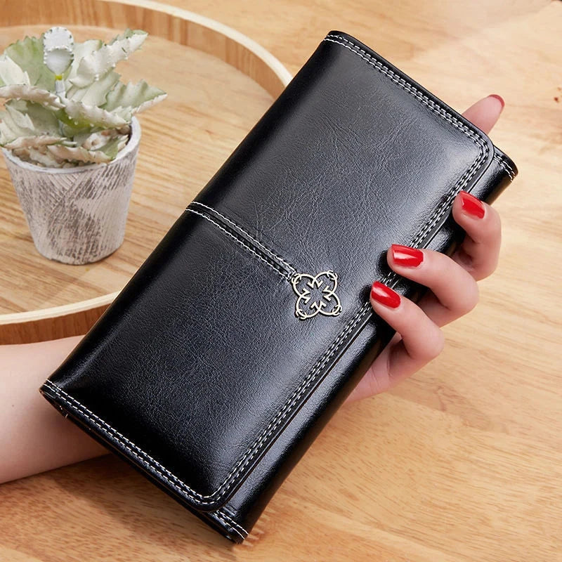 Women's Leather Wallet Woman Luxury Long Wallets Fashion Women Purses Money Bags 2022 Handbags Womens Purse Cards Holder Blue Wolf Store black